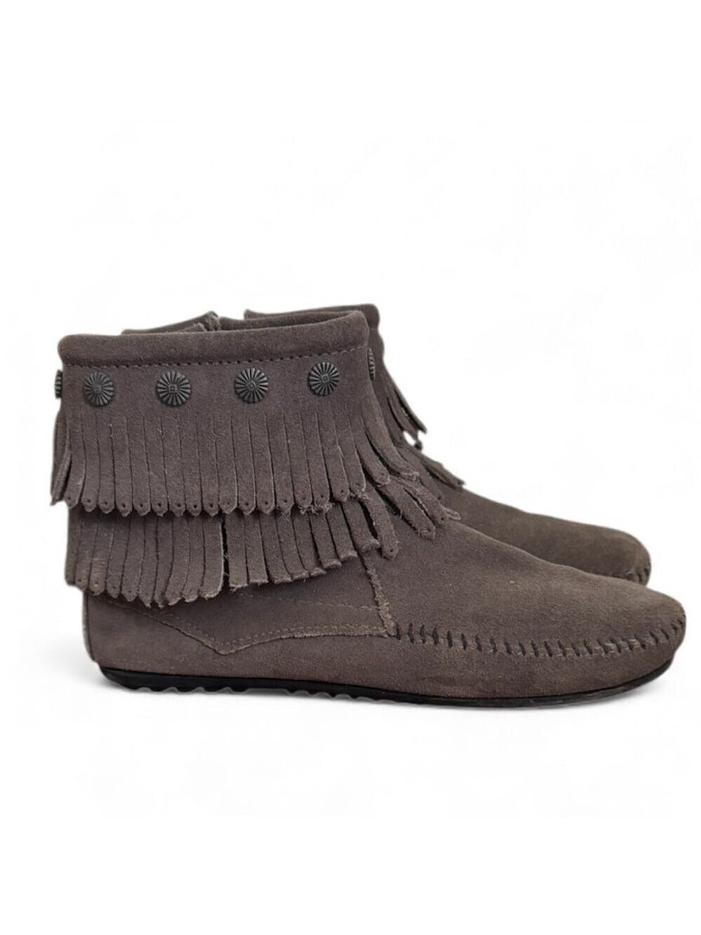Minnetonka Suede Fringe Ankle Boots Boho Western Women’s 7.5
